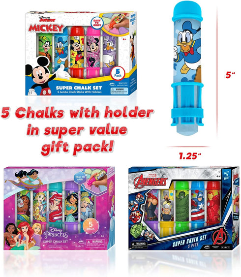 JA-RU Marvel Avengers Chalk Holder (1 Pack) Sidewalk Chalk for Kids - Kids Outdoor Play - Non Toxic Jumbo Chalk for Boys and Girls - Kids Chalk Se...