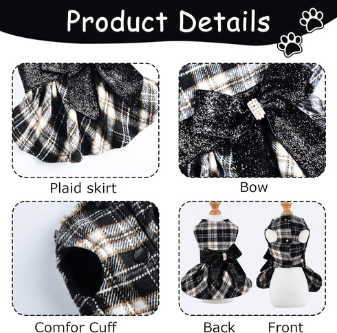 Plaid Dog Sweater for Small Dogs, Winter Fall Puppy Clothes for Small Dogs Girl, Fleece Small Dog Sweaters for Chihuahua Yorkie Teacup, Dog Sweate...