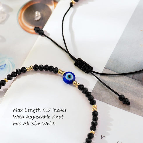 Tarsus Dainty Evil Eye Beaded Bracelets Adjustable String Amulet for Women Men...