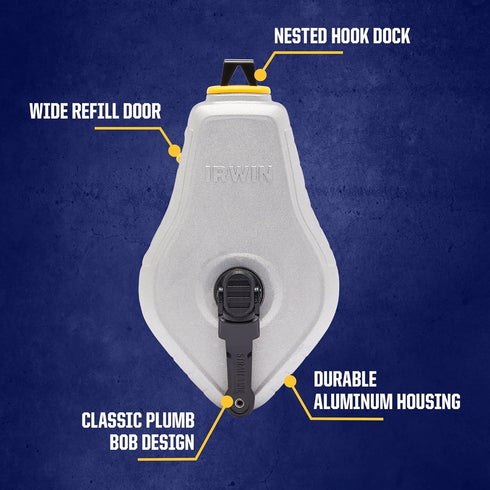 IRWIN Tools STRAIT-LINE Chalk Line, Classic Reel, Blue, 100ft (IWHT48441BC)...