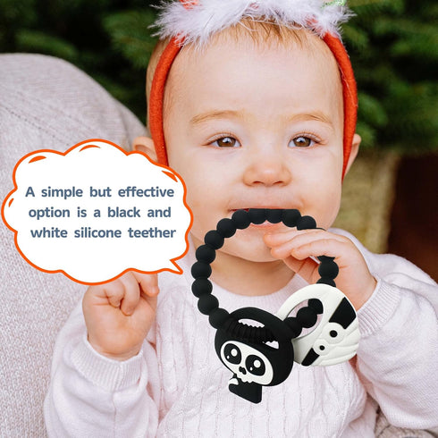Black Goth Baby Teething Toys, Gothic Baby Teeher, Silicone Grim Reaper Chew Toy for Teething Babies...