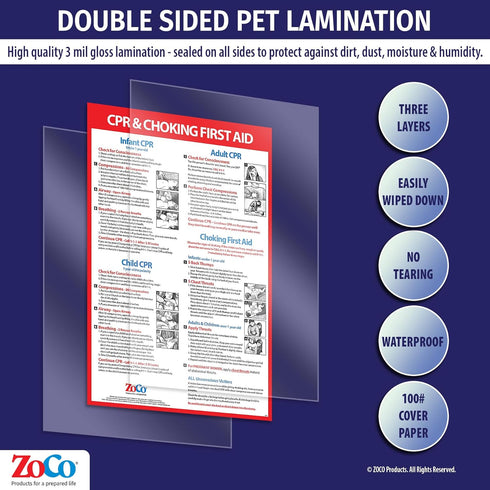 ZOCO – CPR and Choking Poster – Heimlich Maneuver & First Aid Instructions for Infant, Child, Adult – Laminated 12x18 – Restaurant, School Nurse, ...