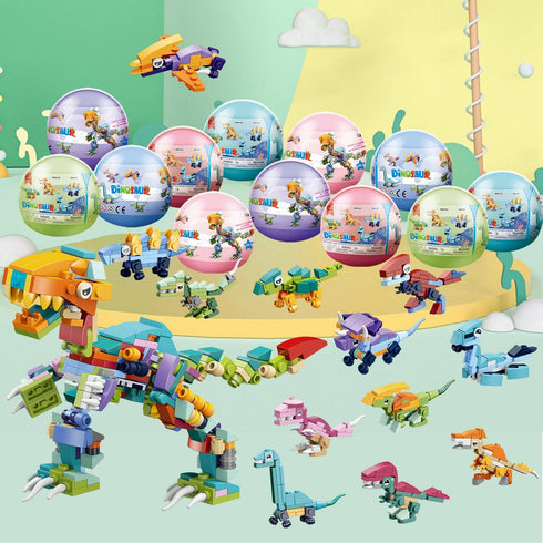 12 in 1 Pre Filled Dinosaur Building Block Set-12 Pcs Mini Building Blocks Toys, STEM Building Blocks Toys, Classroom Prize Toys, Party Favor for ...