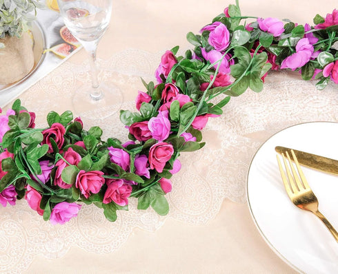 Miracliy 9Pcs 74FT Purple Flower Garland Artificial Rose Arch Vines Fake Spring Floral Garland for Flower Wall Backdrop Wedding Mothers Day Garden...