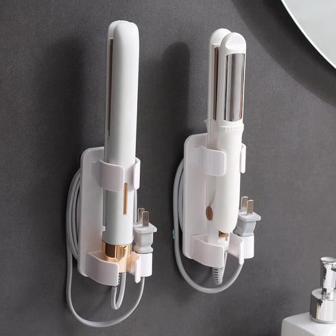 Curling Iron Holder Wall Mounted, Hair Dryer Holder Hair Curler Holder Hair Straightener Holder Curling Wand Storage for Bathroom Hot Hair Tool Or...