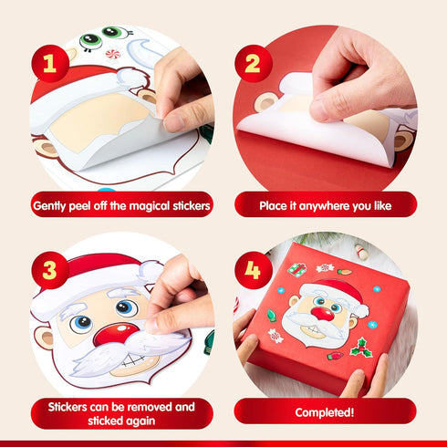 JOYIN 48 Pcs Christmas Make A Face Sticker, Xmas Stickers Make Your Own Arts & Crafts Santa santa, Gnome, Reindeer, Snowman, polar bear,presents C...