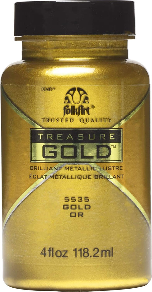 FolkArt Gold Treasure Brilliant Metallic Acrylic Paint, 4 oz...