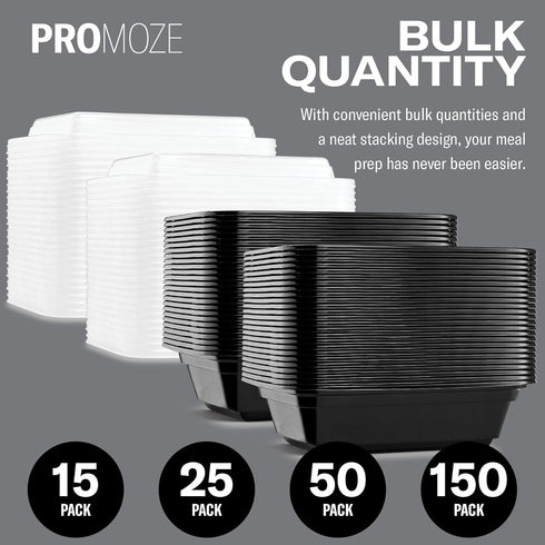 50-Pack Reusable Meal Prep Containers Microwave Safe Food Storage Containers with Lids, 12 OZ - 1 Compartment Take Out Disposable Plastic Bento Lu...