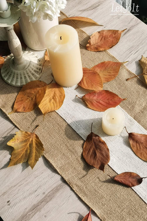 Letjolt Burlap Table Runner 48 Inches Long Farmhouse Jute Table Runner Woven Fabric, Natural Colour Edge...