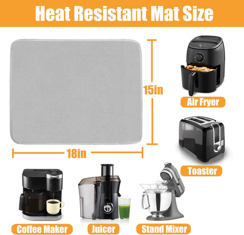 Heat Resistant Mat for Air Fryer, 15 x 18in Heat Resistant Mat for Countertop, Fireproof Silicone Countertop Protector Appliance Slider Mat for Ai...