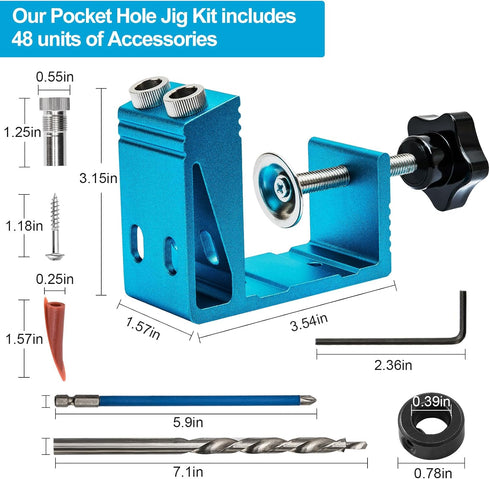 Pocket Hole Jig Kit Dowel Drill Joinery Screw Kit Carpenters Wood Woodwork Guides Joint Angle Tool All-In-One Drill Hole System Set -Upgrade Versi...