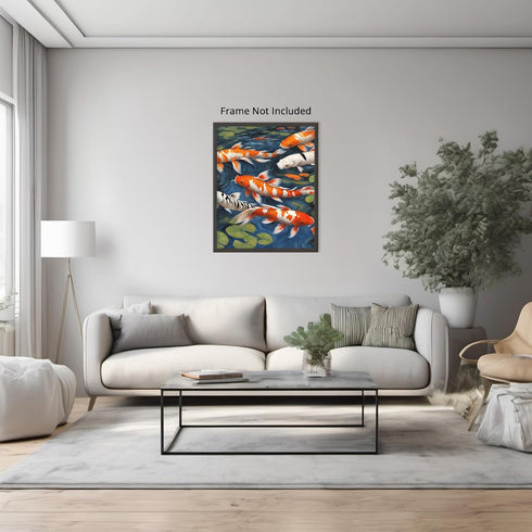 Posterizer 1 pcs- Orange and white fish swimming in a river-Art for Animal Lovers-Floral Botanical Art- Gift for Men Women -decor for Bedroom, Off...