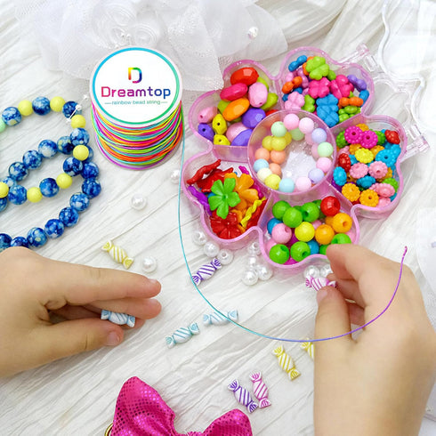 Dreamtop 1mm Stretchy Bracelet String, 100 Meters Rainbow Bead String Elastic String for Bracelet, Pony Bead String Elastic Cord for Jewelry Brace...