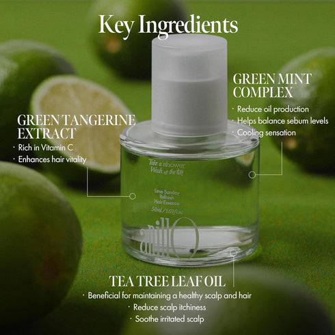 Lime Sunday Refresh Hair Essence with Vitamin C, Tea Tree Leaf Oil, Green Mint for Enhancing Hair Vitality and Protect Healthy Hair, Lime Citrus S...
