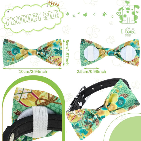 16 Pcs Dog Bow Ties Slide Dog Collar Bows Summer Hawaiian Styles Dog Collar Attachment Bows with Rubber Bands Dog Bow Ties for Large Dogs Spring S...