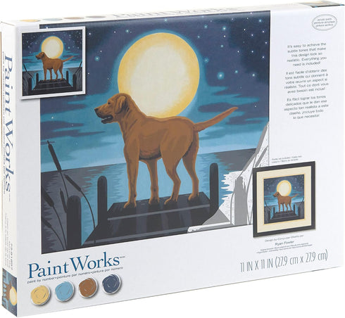 Dimensions PaintWorks 73-91857 Moonrise Dog Animal Paint by Number Kit for Adults and Kids, 11" x 11", Multicolor, 12pcs...