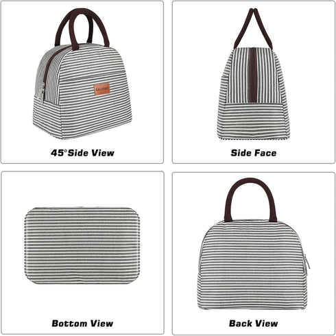 BALORAY Lunch Bag for Women Men Insulated Lunch Box for Adult Reusable Lunch Tote Bag for Work, Picnic or Travel(Black White Stripes)...