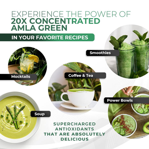 Amla Powder & Decaf Green Tea Superfood Supplement, 20x Ultra Concentrated Amla, Oolong Tea and Indian Gooseberries, Organic, Vegan, 90 Servings...