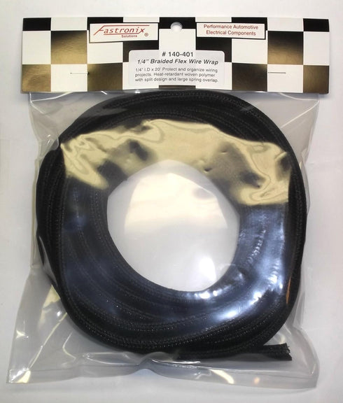 Fastronix Black Flex Braid Wire Wrap (1/4" X 20')...