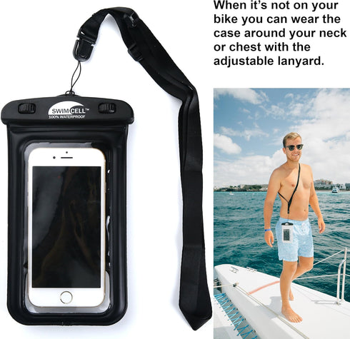 Waterproof Phone Holder Bike Handlebar Mount - Phone Case Mount for iPhone, Samsung, Android. 360 Degree Rotation. All Mobile Phones Up to 6.7 inc...