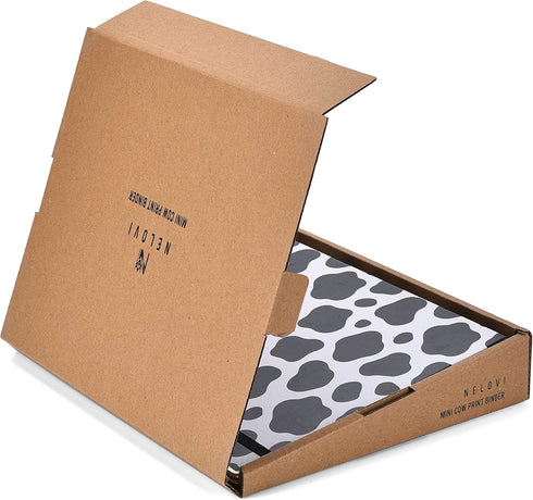 Cute Decorative Mini 3 Ring Binder for 5.5" x 8.5" Paper with 5-Tab Dividers, and File Folder Labels. 1 Inch Cow Print Mini Binder for Cute School...