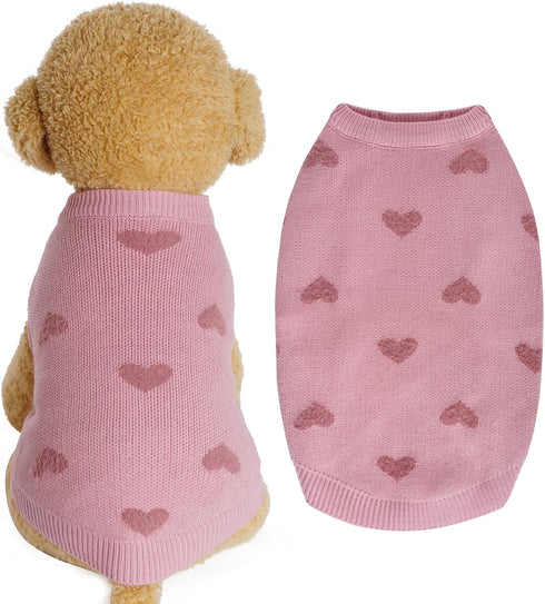 Dog Heart Sweater Classic Knitted Puppy Sweater Warm Pet Holiday Dog Clothes Cat Sweater Outfits for Small Cats and Dogs...