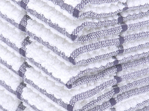 Cotton Grid Dish Cloths, Terry Cleaning Rags, 12 x 12 Inches, Light and Soft, Quick Drying Dish Rags, 8pc/Set (Purple)...