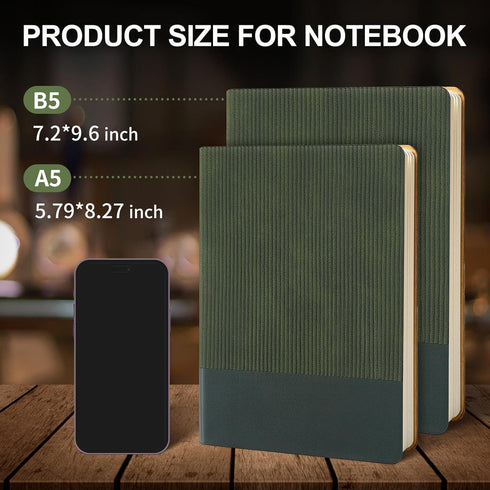 Lined Notebook Journal Notebooks for Work Hardcover Journaling 7.2"x9.6" B5 Leather Journals 160 Pages 100GSM Thick Paper Dark Green...