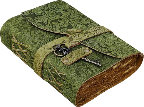 SH SHIFAA HANDICRAFT Leather Journal - Antique Handmade Deckle Edge Vintage Paper Leather Bound Journal - Book of Shadows Journal - Leather Sketch...