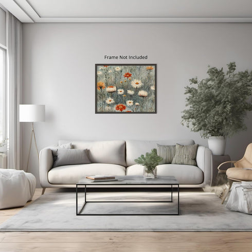Posterizer 1 pcs-snowy winter flowers scene in oil painting style-7-Landscape & Nature Art-Floral & Botanical Art- Dining Room Decor- unframed wal...
