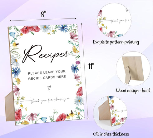 Leave Your Recipe Cards Here, Wedding Party Signs, for Wedding Decorations, bridal shower decorations, for Bridal Shower, Wedding Reception and Ba...