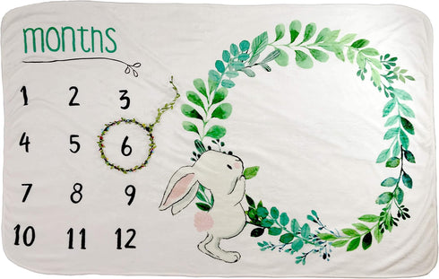 Baby Milestone Blanket for Baby Girl or Boy - Baby Growth Chart Blanket - Organic Soft Plush Fleece Unisex Design - Large 60 in x 40 in - Flower P...