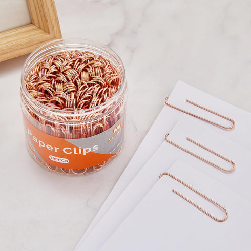 Rose Gold Paper Clips, 200 Count Large Size, 2 Inch Jumbo Paperclips, School and Office Supplies...