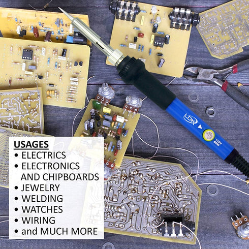 LDK Soldering Iron Kit Electric 60W 110V Adjustable Temperature Soldering Gun Welding Tools, 5pcs Soldering Iron Replacement Tips, Soldering Stand...