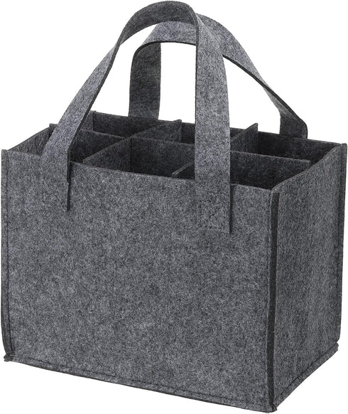 PATIKIL 6 Bottle Wine Carrier Tote Bag, Wine Bottle Carrying Bag with Divider Reusable Wine Storage Bag Felt Grocery Bags Portable Gift Bag, Grey...