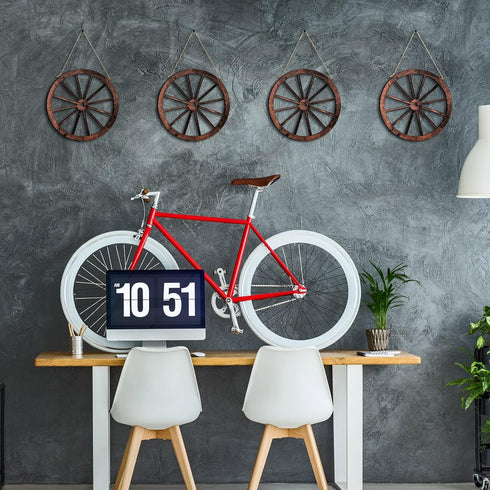 8 Pieces Wooden Wagon Wheel Wall Decor 10 Inches Old Western Wood Wall Art Farmhouse, Rustic Yard Decor Wood Hanging Decorative Wheels for Garden ...