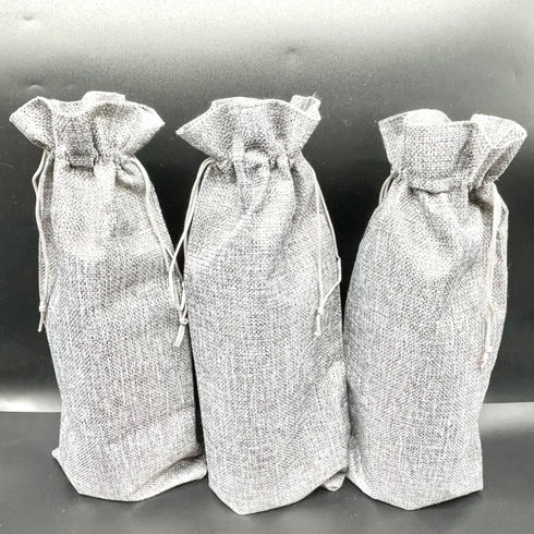 Lmlliang 6PC Premium Burlap Wine Bag,Wine Gift Bag With Drawstring,Wine Bottle Bag,Suitable for Wedding,Birthday,Party,Christmas Family Storage15x...