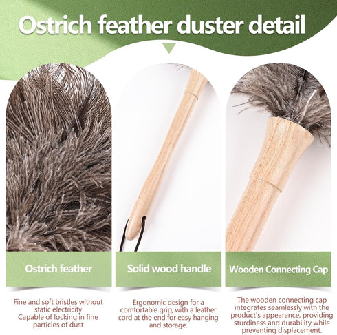 Ostrich Feather Duster, 16-Inch, Indulge in Effortless Elegance with Premium Reusable Design for Thorough, Eco-Friendly Cleaning of Delicate Items...