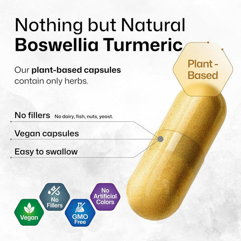BIO KRAUTER Turmeric Supplement with Boswellia Extract Capsules - 2000 mg Blend - 100 Count - Vegan Boswellia Turmeric (Curcumin) - Formula w/Blac...