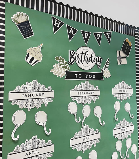 Carson Dellosa 62-Piece Farmhouse Classroom Birthday Calendar Bulletin Board Set, Classroom Birthday Chart With Happy Birthday Banner, Bulletin Bo...