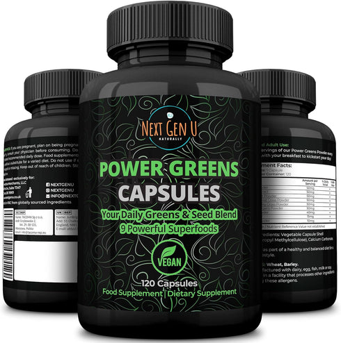 NGU Super Greens Immune System Support 500 mg 120 Vegan Capsules Contains Mixed Superfoods for Daily Booster Healthy Keto Blend w/Acai, Wheatgrass...