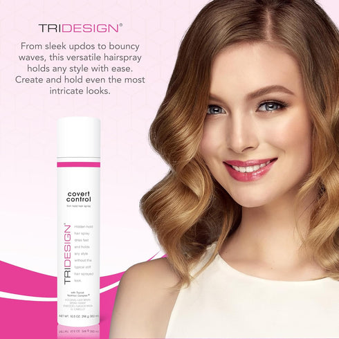 TRI Design Covert Control - Hairspray for Women & Men, Aerosol Strong Hold Hairspray, Fast-Drying Hair Setting Spray, Hair Products for Women & Me...