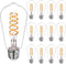 12 PCS Dimmable Vintage LED Edison Bulbs, 6W Equivalent 60 Watt, Warm White 2700K, Antique Flexible Spiral LED Filament Light Bulb, ST58 (ST19), 6...