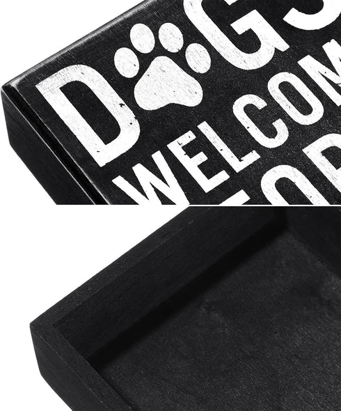 Dogs Welcome People Tolerated Dog Lover Decor Presents for Animal Lovers Wood Dogs Box Sign Welcome Word Dog Signs Rustic Wall Decor Art Pet Sayin...