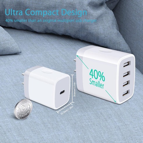 USB C Fast Charger Block 2Pack 20W Type C Charger Adapter Wall Plug Box for iPhone 15 14 13 12 11 Pro Max XS XR SE,Samsung Galaxy S24 S23 S22 S21 ...