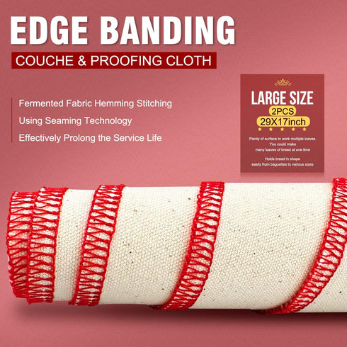 Walfos Bakers Couche and Proofing Cloth, 2PCS?29" X 17" ? Cotton Fabric for Bread Dough Baking Shaping Tool for Baguettes, Loaves and Ciabatta...