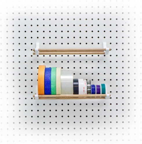 PEGGY Pegboard Tape and Ribbon Organizer, Accessory Hook and Dowel Storage for Wrapping, Crafts, Hobby, Wine Rack 12in kit (1pk)...
