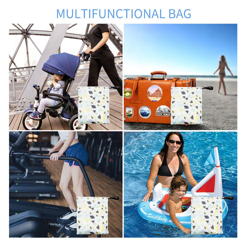 Joyo roy 3Pcs Wet Dry Bag Baby Wet Bags for Pump Parts, Cloth Diapers, Wet Suits, Swimsuits, Travel Dirty Clothes, Waterproof Pouches for Organiza...