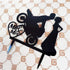 Motorcycle Funny Wedding Cake Topper Mr & Mrs, Bride Groom with Motorbike (Black Acrylic)...
