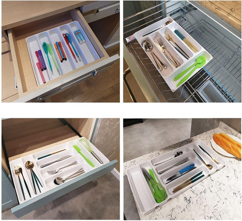 custom silverware tray small drawer organizer for utensils holder 7.5 ines cutlery tray, DIY organizer for silverware, flatware, knives in Kitchen...